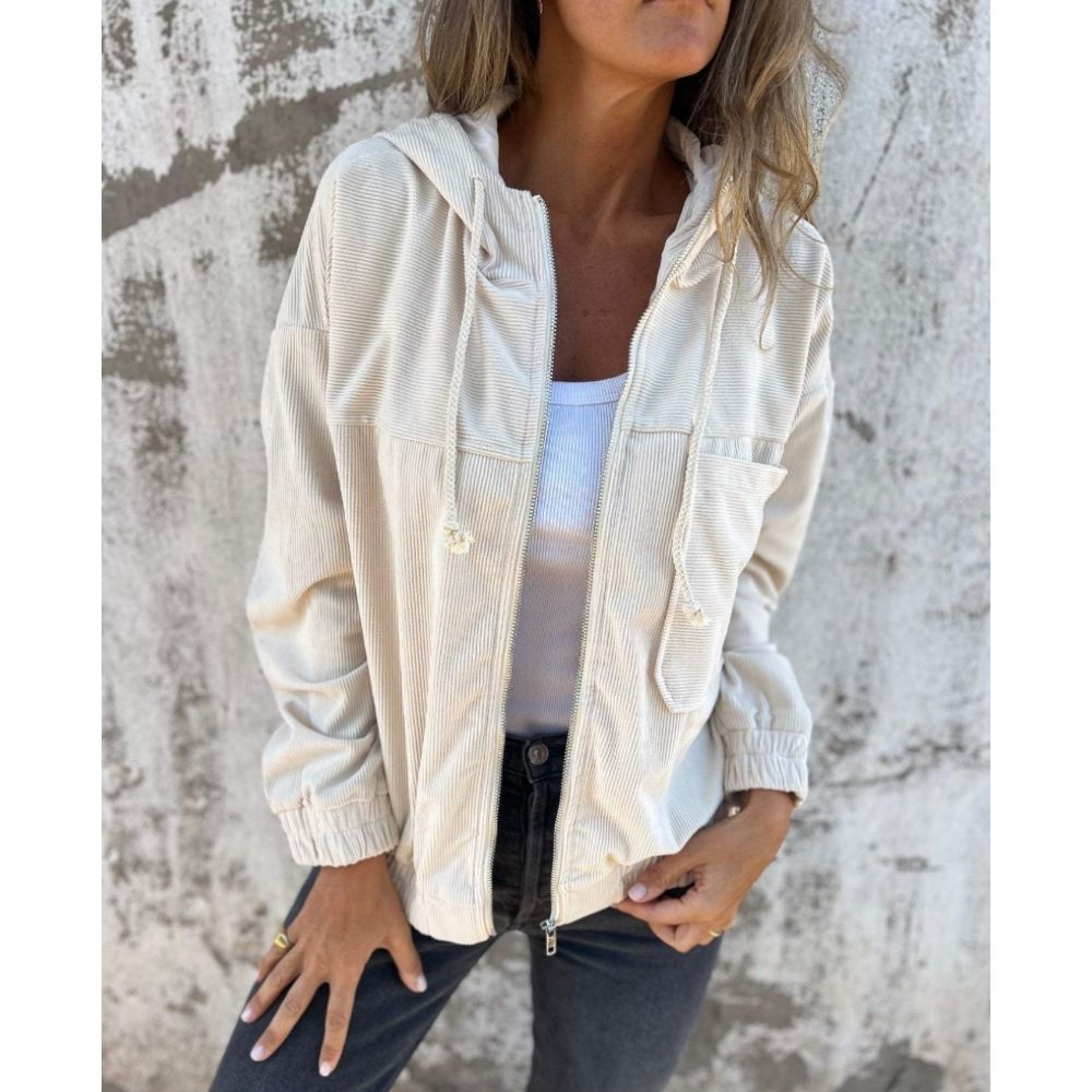 Ella™ | Corduroy capuchonjack met rits