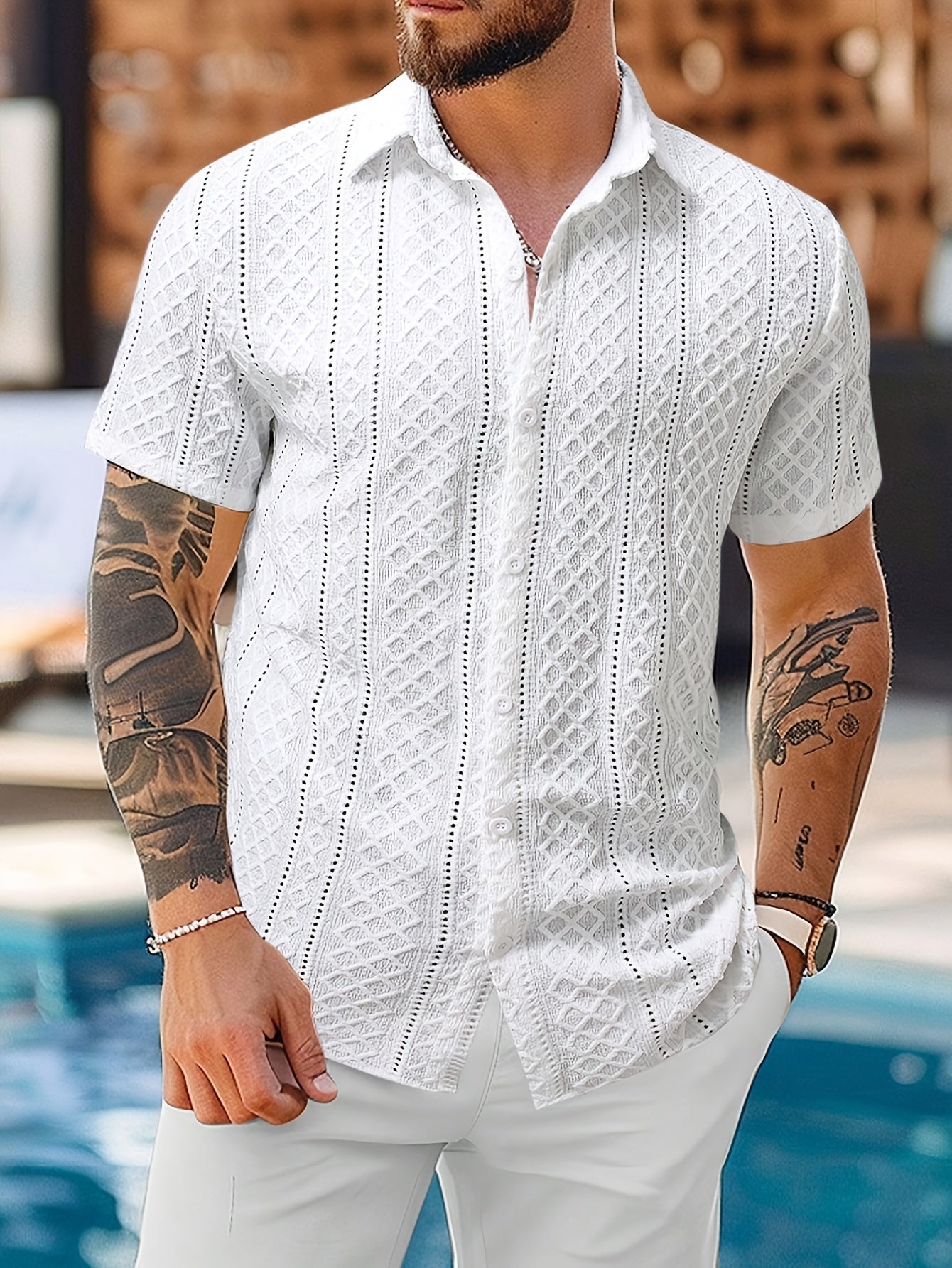 Laurent™ | Camicia Bohemien con Motivo in Rilievo
