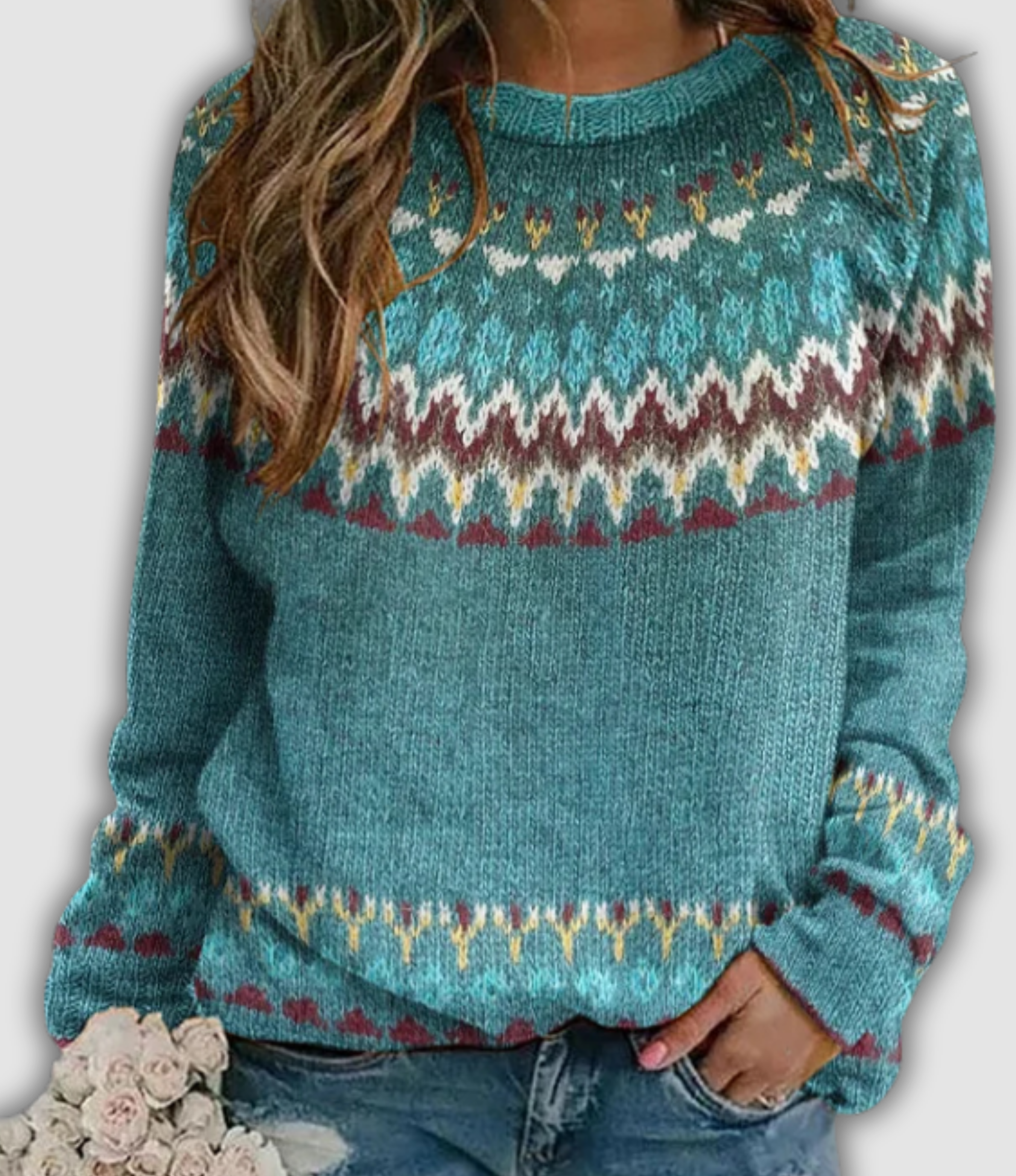 Zeezicht | Retro Sweater met Golfpatroon