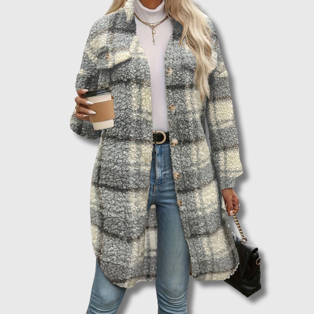 Adrienne - lange geruite jas | Gelimiteerd