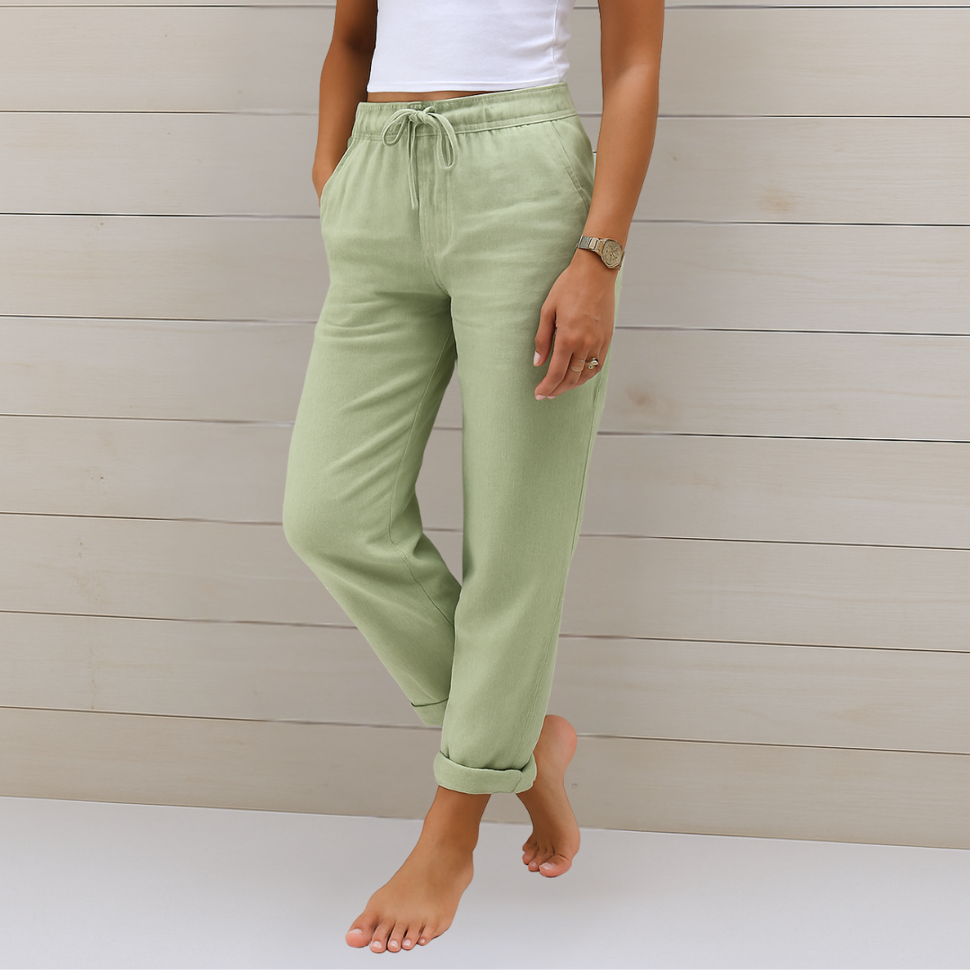 Leona | Luxe Linnen Stretchbroek met Ademend Comfort