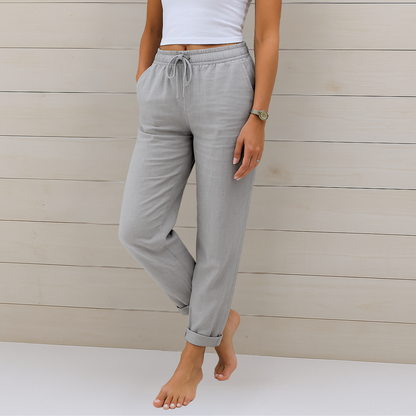 Leona | Luxe Linnen Stretchbroek met Ademend Comfort