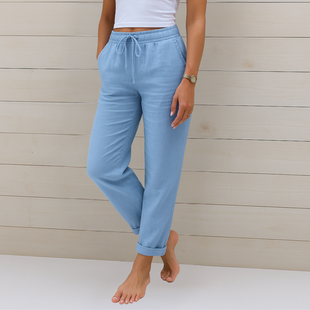 Leona | Luxe Linnen Stretchbroek met Ademend Comfort