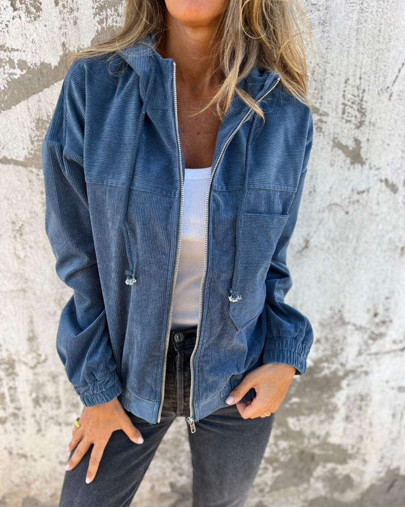 Ella™ | Corduroy capuchonjack met rits