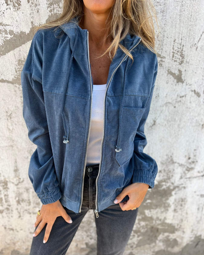 Ella™ | Corduroy capuchonjack met rits
