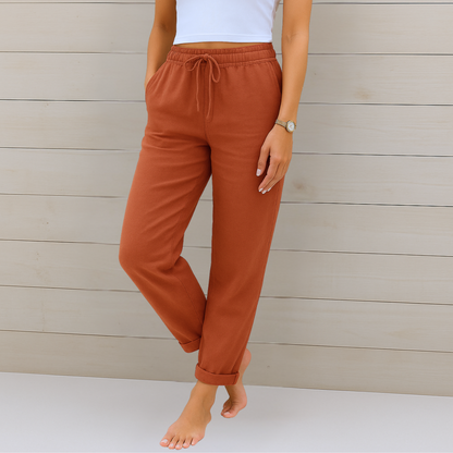 Leona | Luxe Linnen Stretchbroek met Ademend Comfort