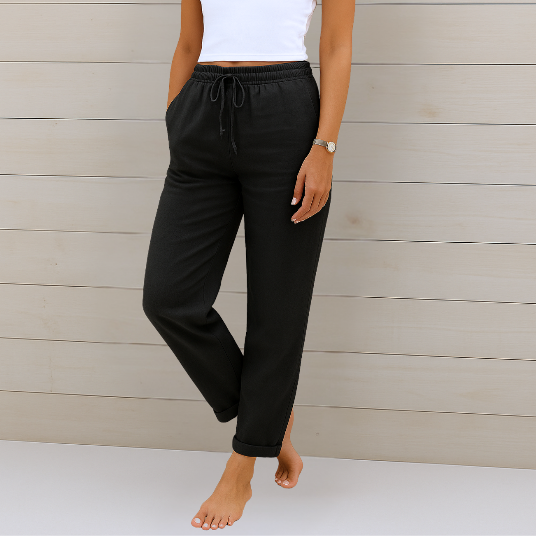 Leona | Luxe Linnen Stretchbroek met Ademend Comfort