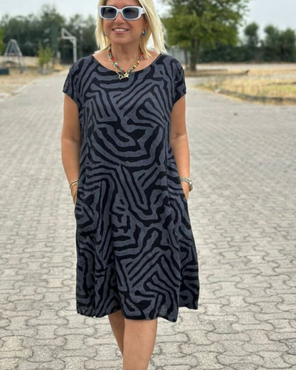 Nelia™ - Zomer jurk met ronde hals en mooie print