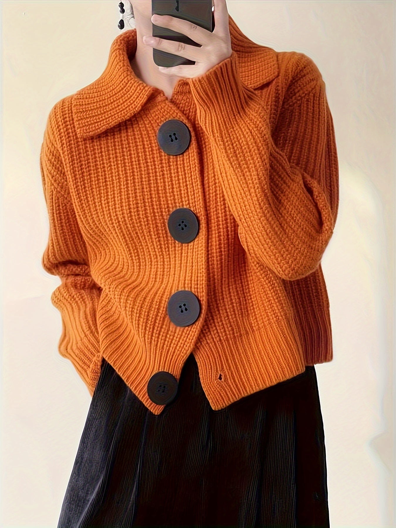 Hilde | Premium Gebreide Cardigan met Grote Knopen