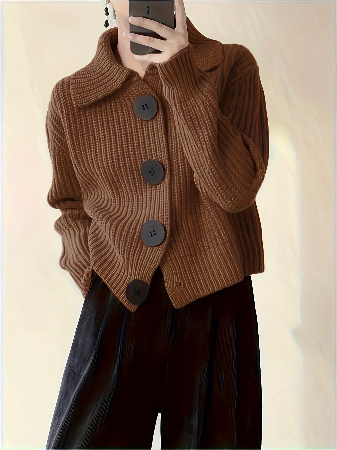 Hilde | Premium Gebreide Cardigan met Grote Knopen