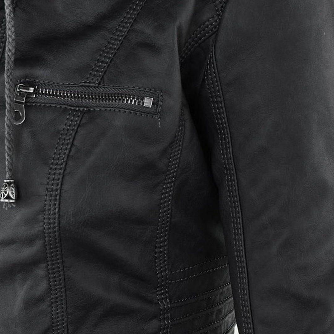 Francien – Modieuze Leren Jas met Capuchon