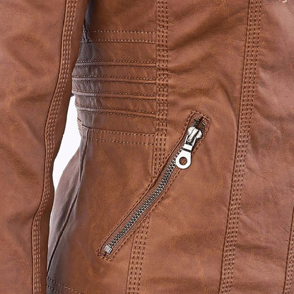Francien – Modieuze Leren Jas met Capuchon