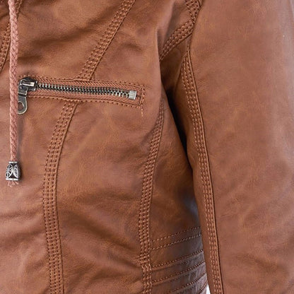 Francien – Modieuze Leren Jas met Capuchon