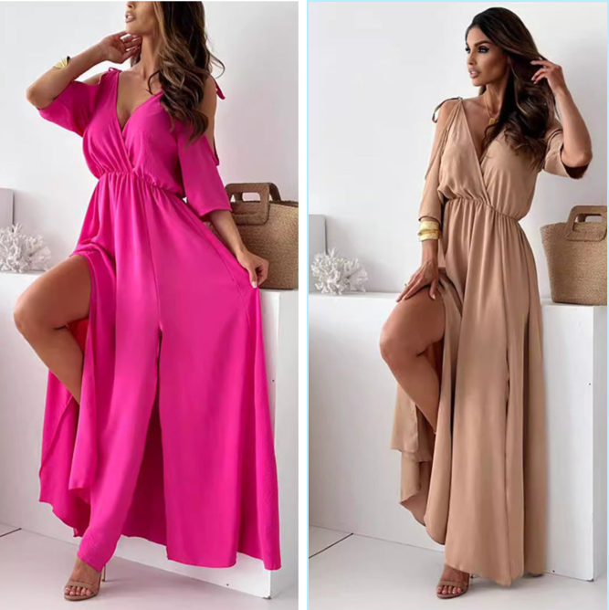 Aurora | Flatterende V-halsjurk met zijsplit