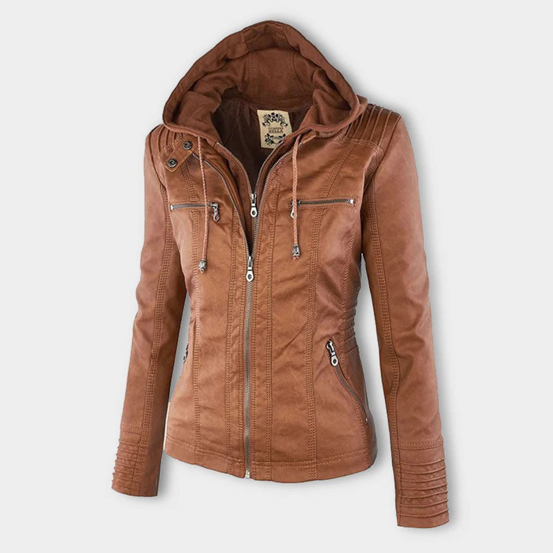 Francien – Modieuze Leren Jas met Capuchon