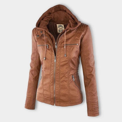 Francien – Modieuze Leren Jas met Capuchon