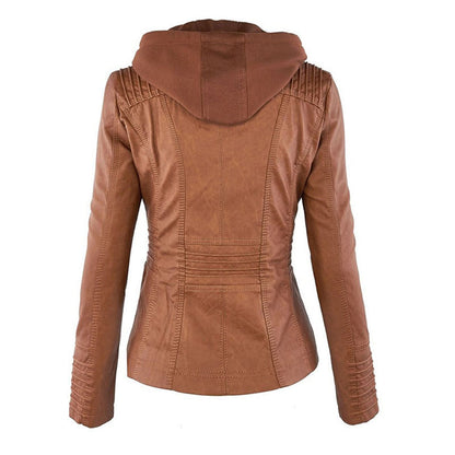 Francien – Modieuze Leren Jas met Capuchon