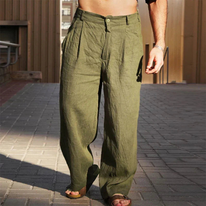 Linnen broek met wijde pijpen