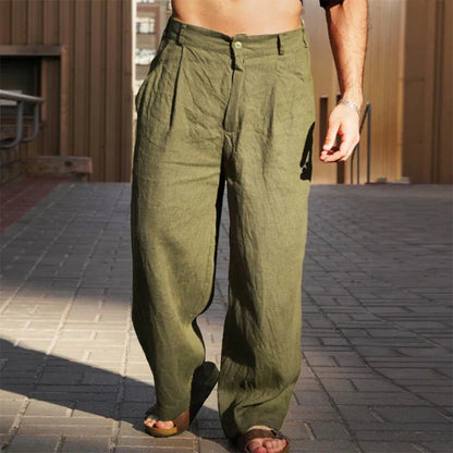 Linnen broek met wijde pijpen