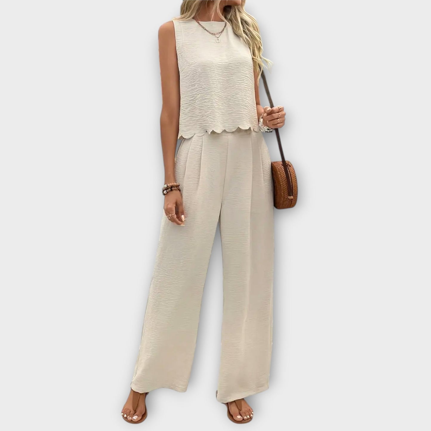 Vest met Bloemblaadjesrand & Lange Broek