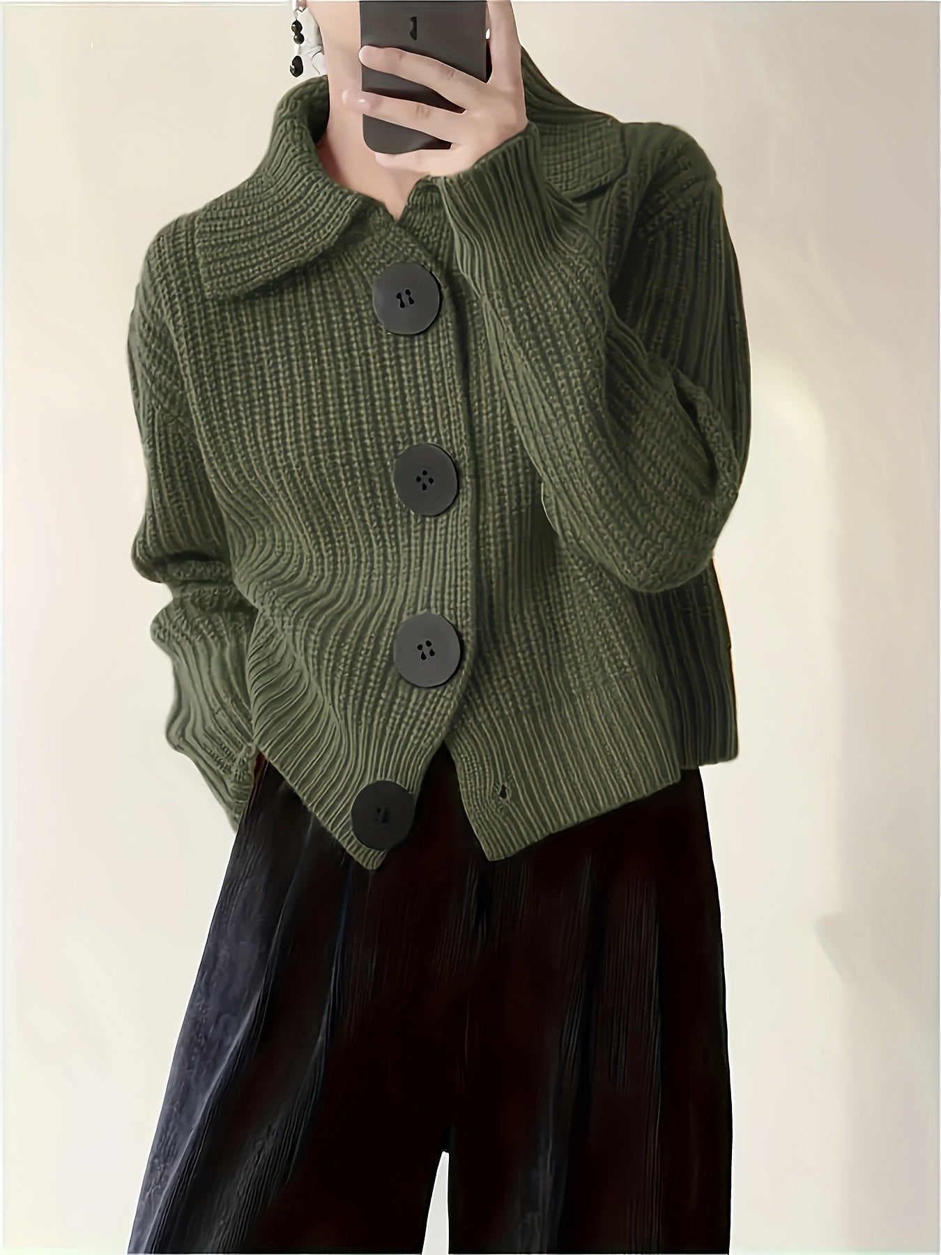 Hilde | Premium Gebreide Cardigan met Grote Knopen