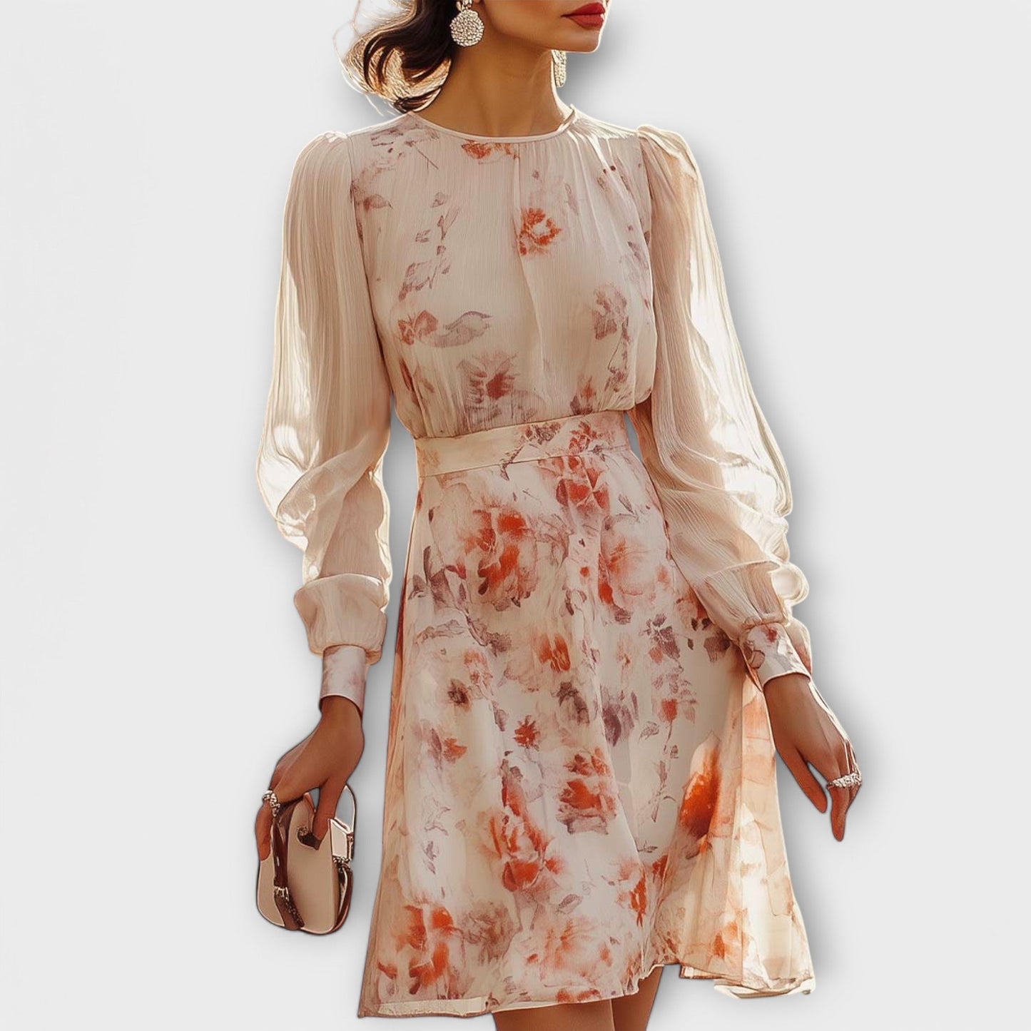 Geplooide Jurk met Bloemenprint